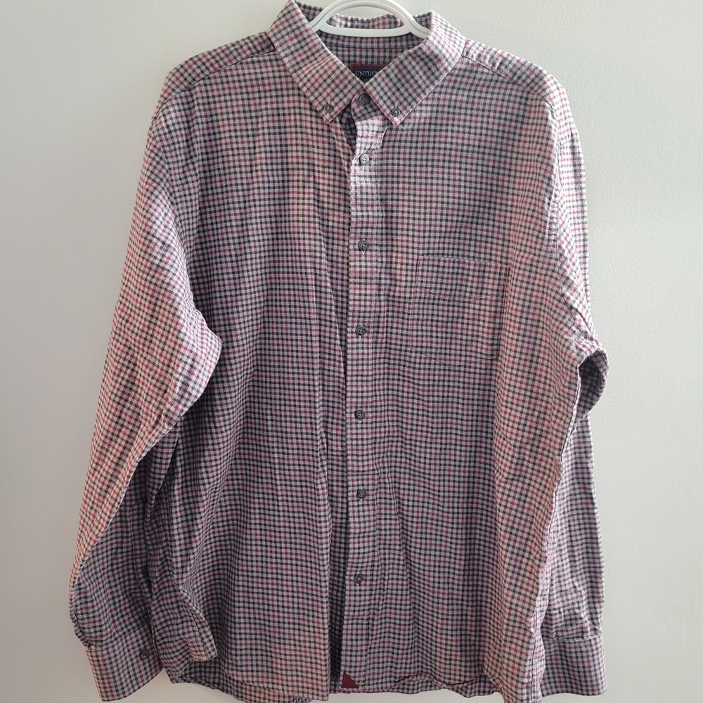 Untuckit Vin De Garde Long Sleeve Button Down Size 2XL Gingham Check